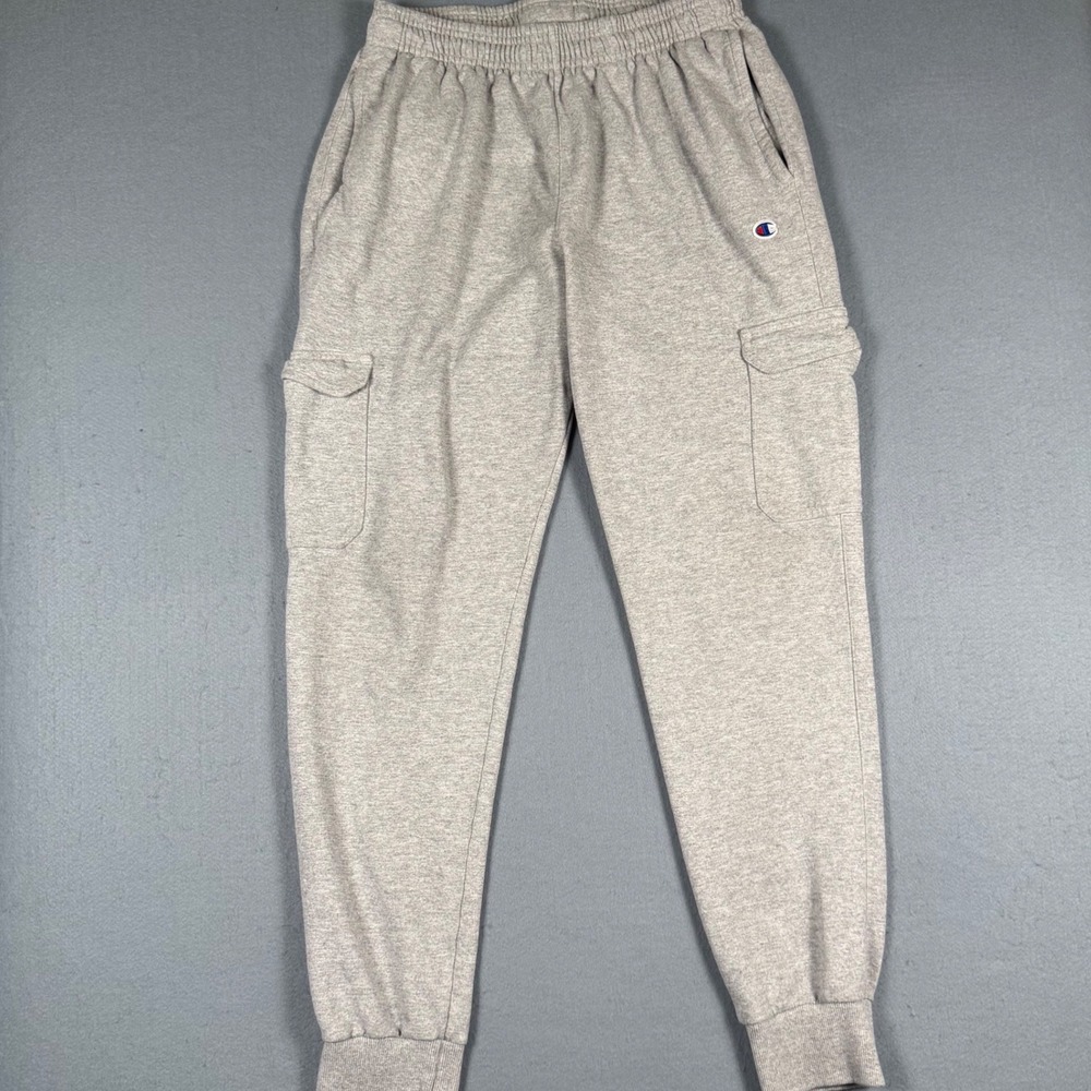 Champion Cargo Sweatpants Mens Medium Gray Fleece Joggers Athletic Casual Pants